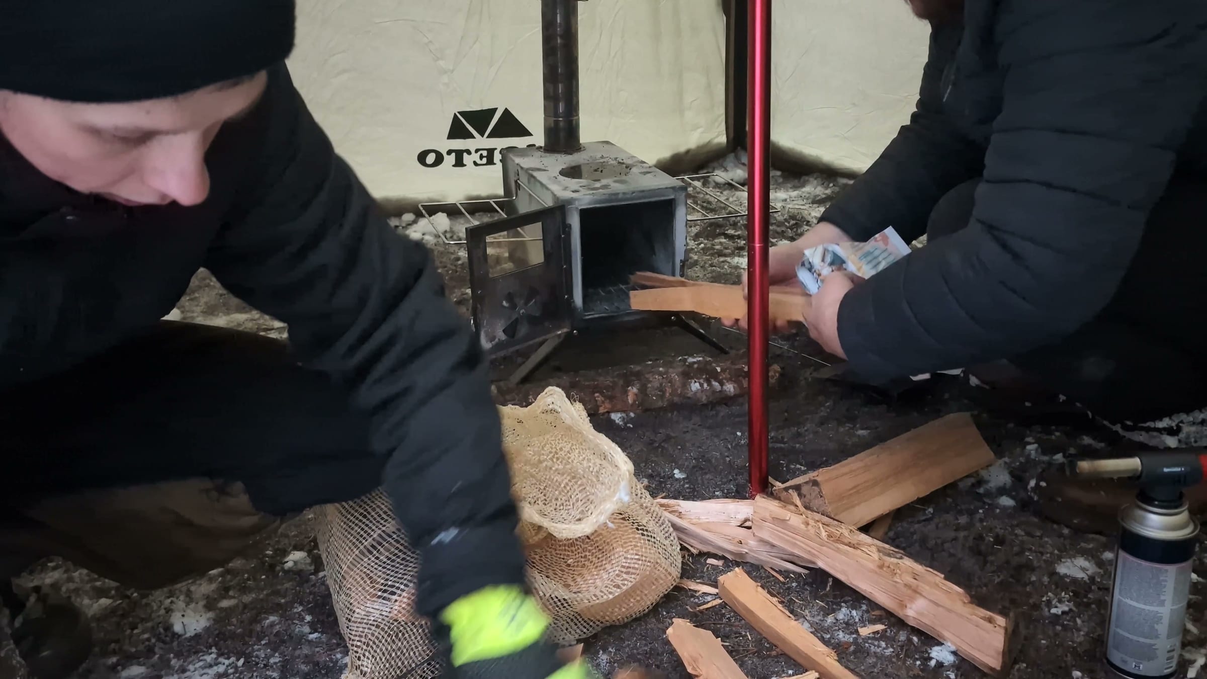 Splitting firewood